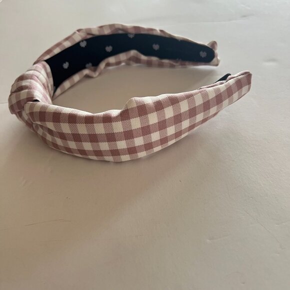 Lele Sadoughi Gingham Knotted Headband Lavender White MINT - Picture 4 of 9